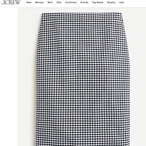 J Crew No. 2 midi Pencil skirt in navy and white gingham, 8